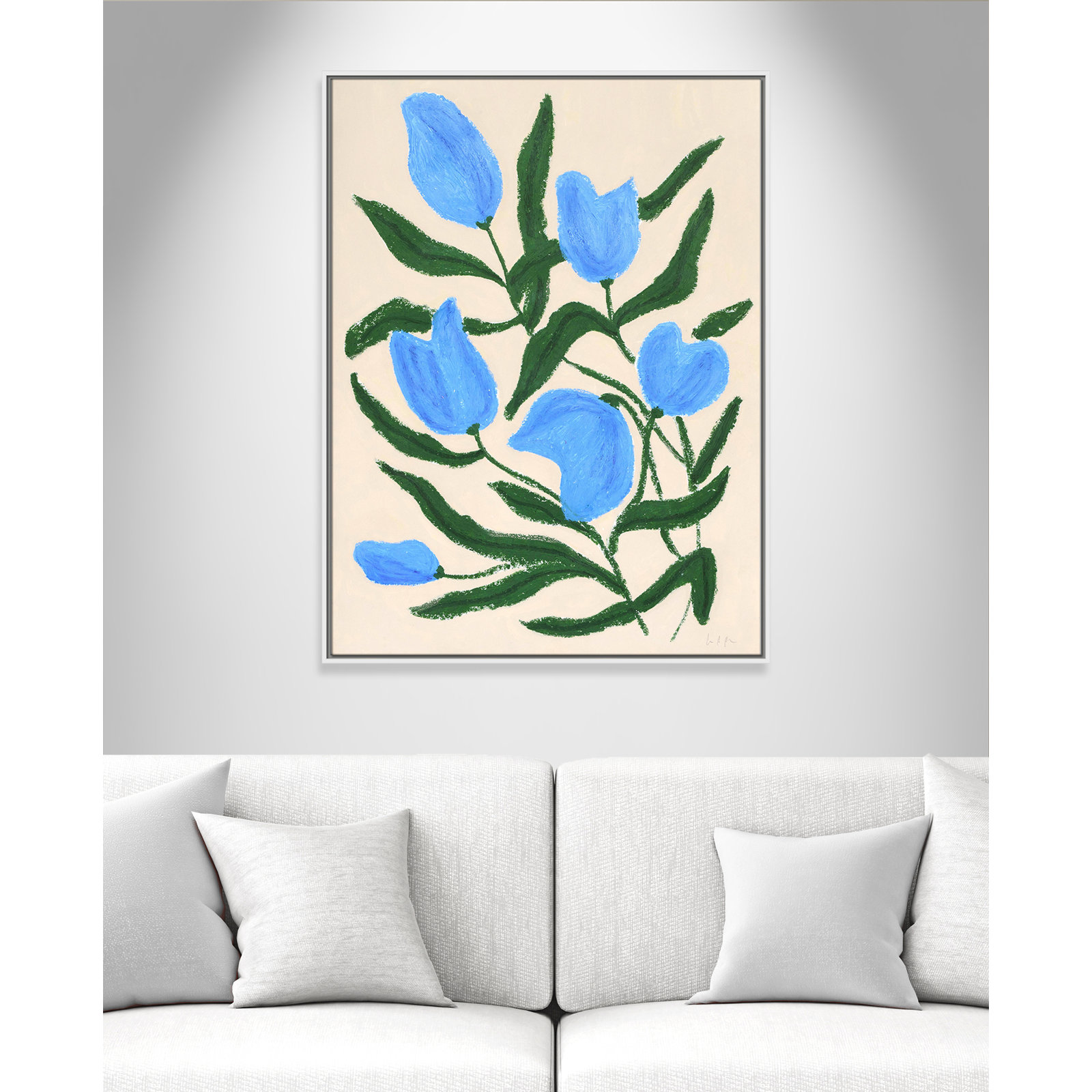 Blue Tulips Print by Camilla Bergqvist, 41.5" H x 31.5" W, White