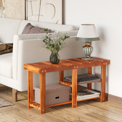 Wood Hallway Shoe Rack Bench, 3 Rustic Style. For Entryway, Bedroom. & Designed Bench In Wood, Bathroom Piece. Ideal For Hallway. Hygienic