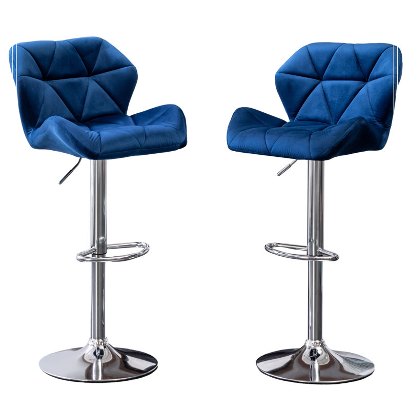 Tabouret de bar Breni Velvet Diamond, Bleu