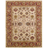 Baku Hand Knotted Wool Oriental Area Rug in Ivory/Red