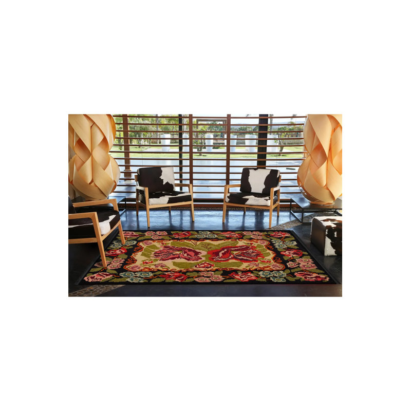 Tapis décoratif multicolore à motif de roses, Rectangle 3 pi 11,24 po x 5 pi 10,87 po