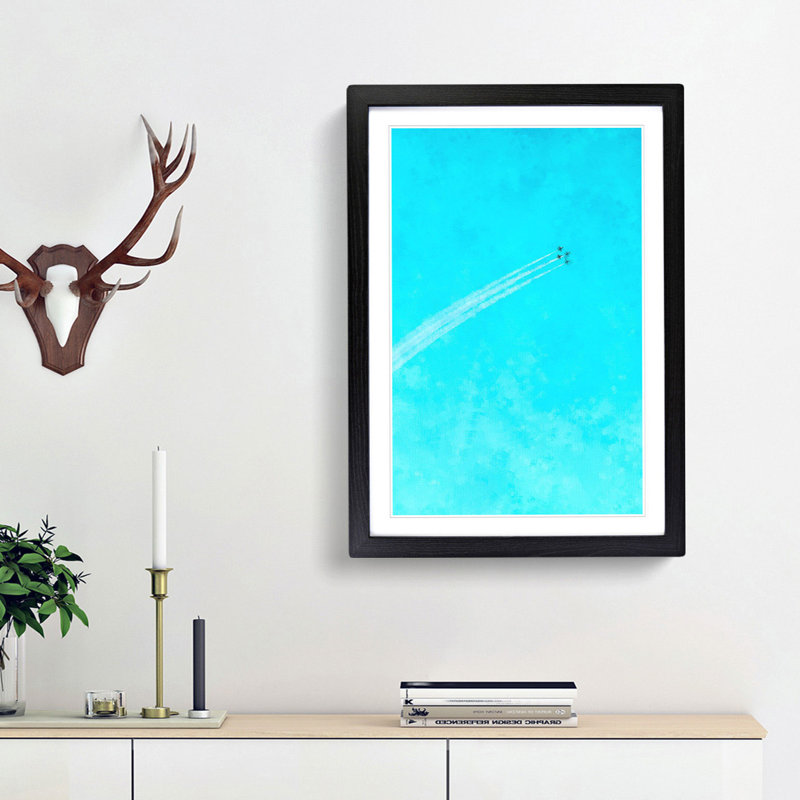 Plane Trails in the Sky - Picture Frame Graphic Art Print, 63cm H x 45cm W x 2cm D, Black Framed