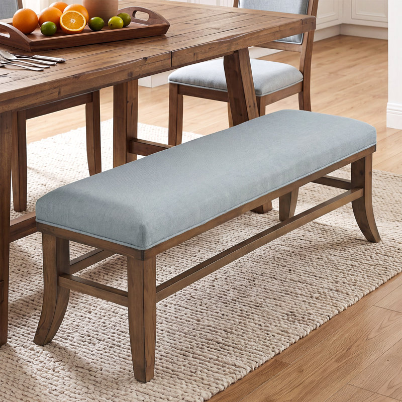 Solid Wood Upholstered Dining Bench, 55" Padded Long Bench