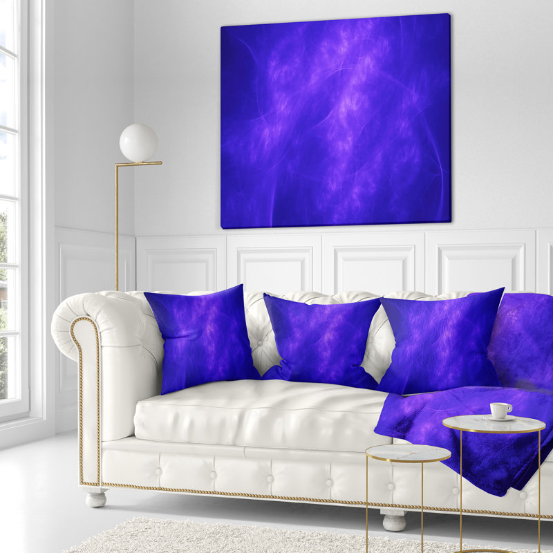 Motif abstrait bleu fractal - coussin imprimé abstrait, 16 po x 1 po, Coussin décoratif