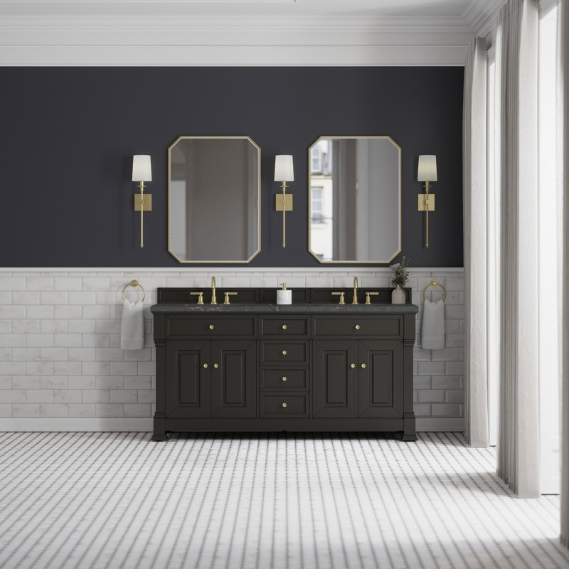 Brookfield 72'' W Double Vanity, Parisien Bleu, Black Onyx