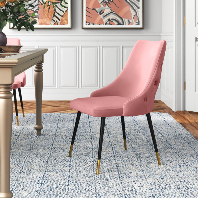 Adorn Button-Tufted Velvet Dining Chair, Dusty Rose