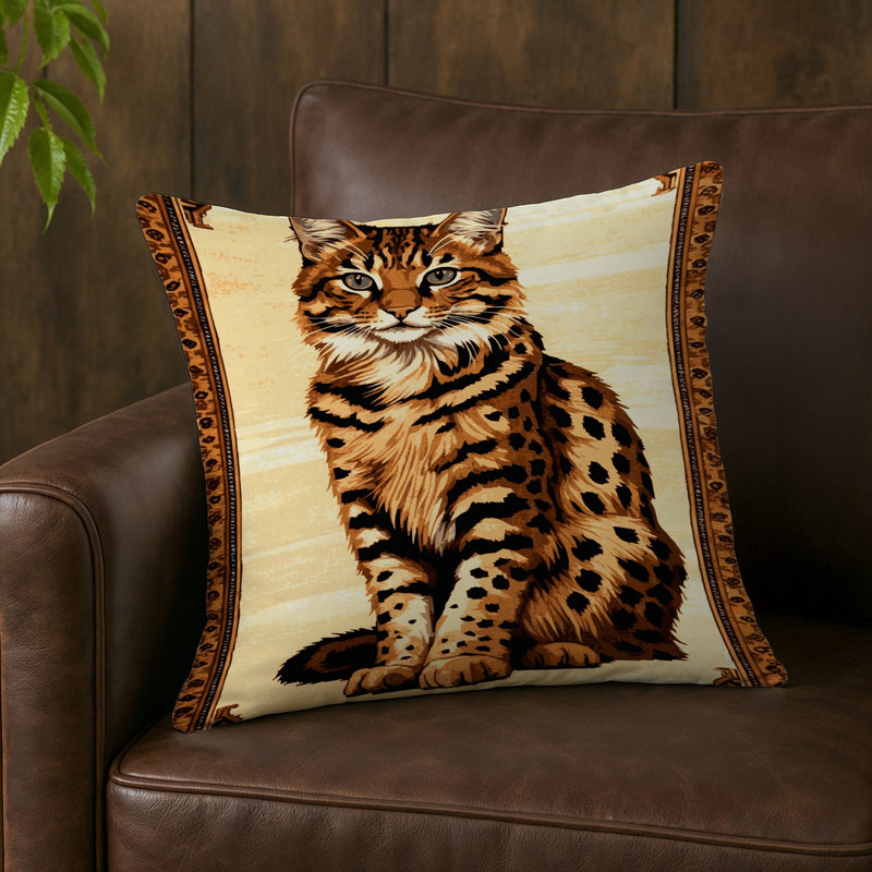 Coussin décoratif intérieur et extérieur Turkish Angora Cats, Carré 16 po, Mau arabe