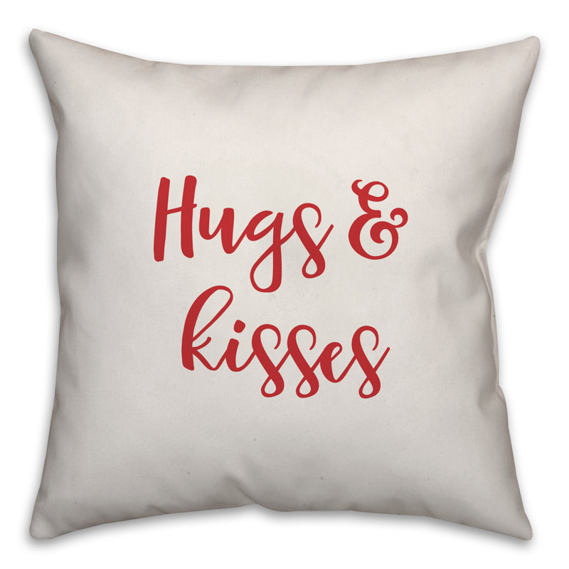  Coussin Hugs and Kisses, Blanc / rouge, Coussin décoratif