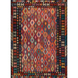 Tapis oriental réversible en laine Kilim 9 x 11