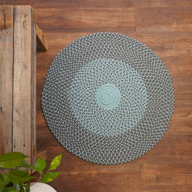 Tapis intérieur / extérieur rond gris en polypropylène tissé à la machine Cape Eden, Rond 11 pi