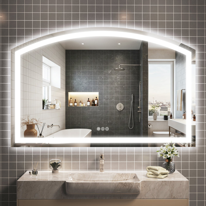 40 in. W x 36 in. H Arch Metal Framed LED Bathroom Vanity Mirror, 36" x 40"