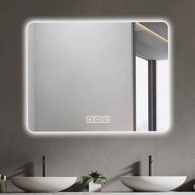 Miroir de salle de bain avec lumières à DEL avant et rétro-éclairé, anti-buée