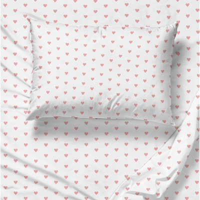 Saturday Park Pink Hearts 100% Organic Cotton Sheet Set