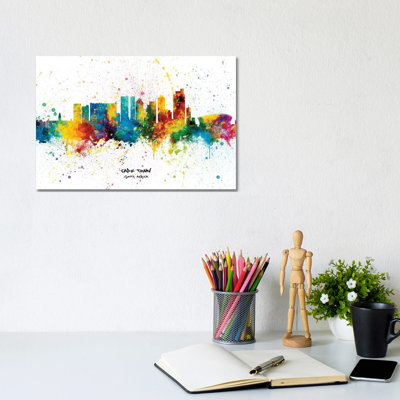 Cape Town South Africa Skyline Splash by Michael Tompsett - Wrapped Canvas Print