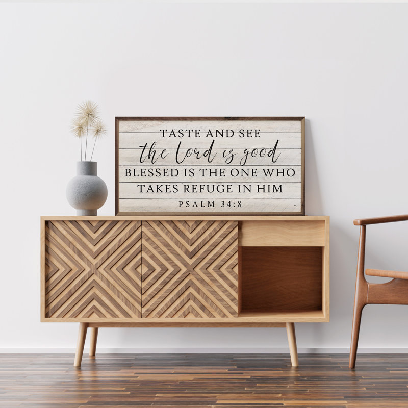 «The Lord Is Good Psalm 34 8 - blanc délavé», H 12 po x l 24 po