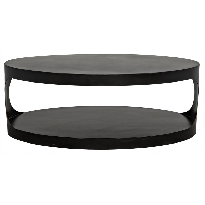 Eclipse Oval 29" Metal Coffee Table with Hourglass Accents