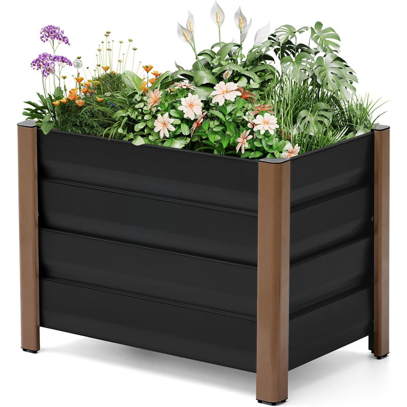 Metal Planter, 45cm H x 60cm W x 40cm D, Gray