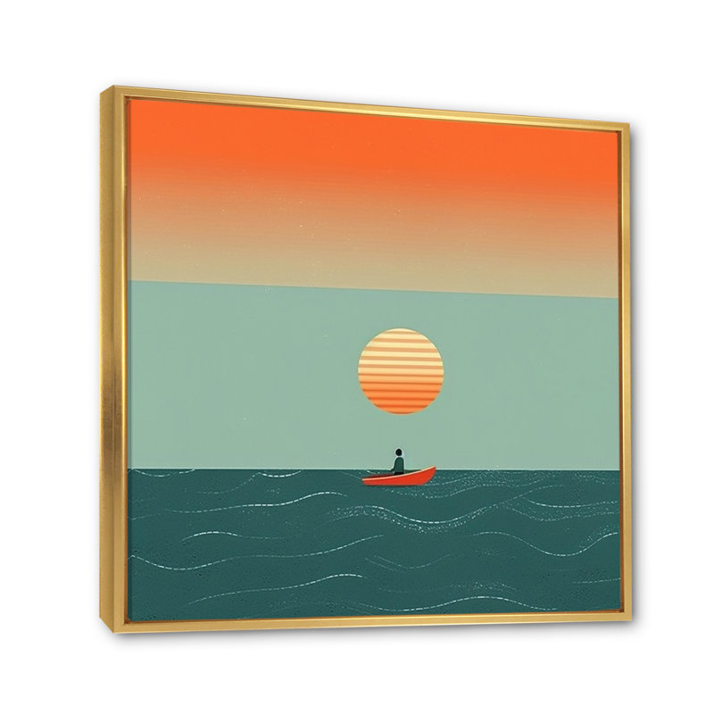 Minimalisme solidaire paysage VI sur toile, H 30 po x l 30 po x P 1 po, Cadre flottant doré