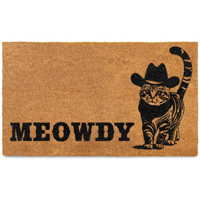 Paillasson Meowdy 30 po x 17 po, passe-partout pour chat, tapis de bienvenue pour chat, paillasson d'extérieur en fibre de coco