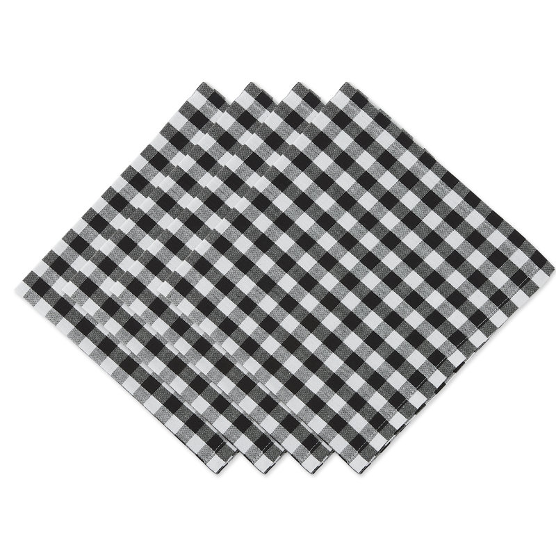 Fairley Cotton Gingham Square Napkin, Black/White