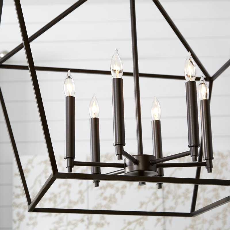 Arletta 6 - Light Dimmable Lantern Chandelier, Oiled Bronze
