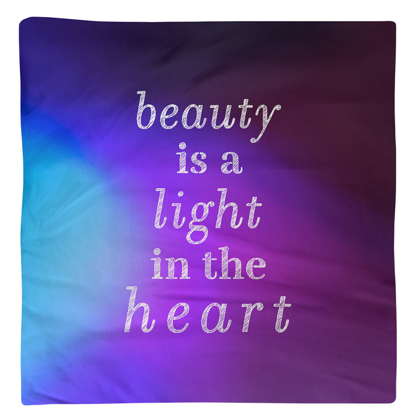 Serviette de citation inspiration beauté, Bleu / Mauve, Coton, L 10 po x l 10 po