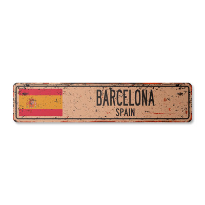 Plaque de rue Barcelona Es aluminium 7 po x 30 po