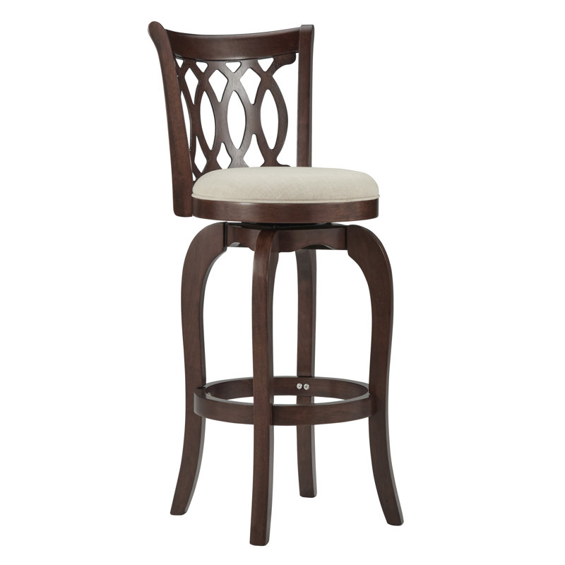 Chaise pivotante à hauteur de comptoir Alyn, Beige, Tabouret de bar (siège d'une hauteur de 29 po), Cerisier