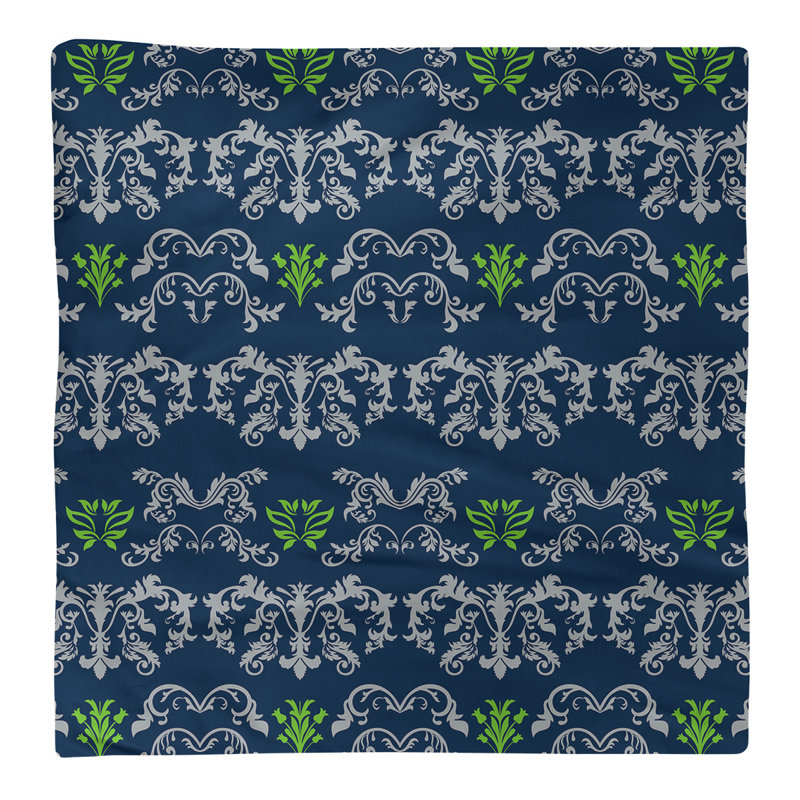 Damask Square Napkin, Wolf Gray/College Navy/Action Green, Cotton, 10" W x 10" L