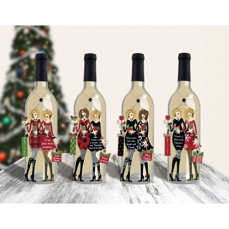 «Fabulous Friends» Charm et aimant pour le vin - 4 pièces