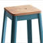 Tabouret de bar naturel et bleu sarcelle avec support à barre transversale