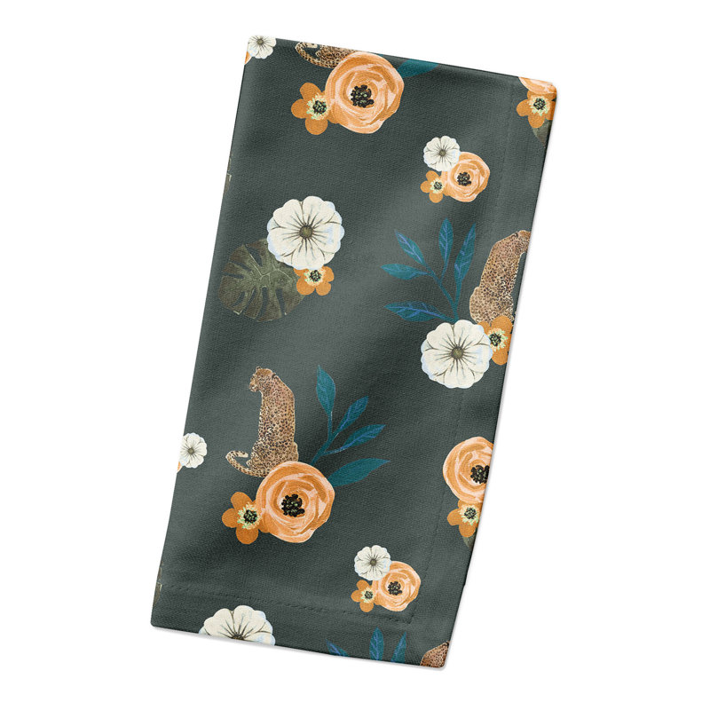 Silvestre Cotton Floral Square Napkin, Green