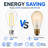 6-Pack ST64 Dimmable LED Edison Light Bulbs, 6W 60W Equivalent, E26 Base, 2700K Warm White