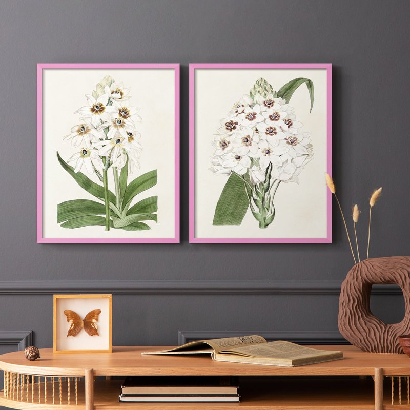 Impression encadrée Flore Albo I-Premium - prête à être accrochée - aucun clou requis - aucun clou requis, H 15 po x l 24 po