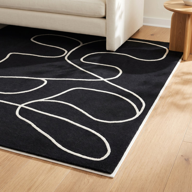Jason Wu Meander Black Rug, Rectangle 5' x 7'6"
