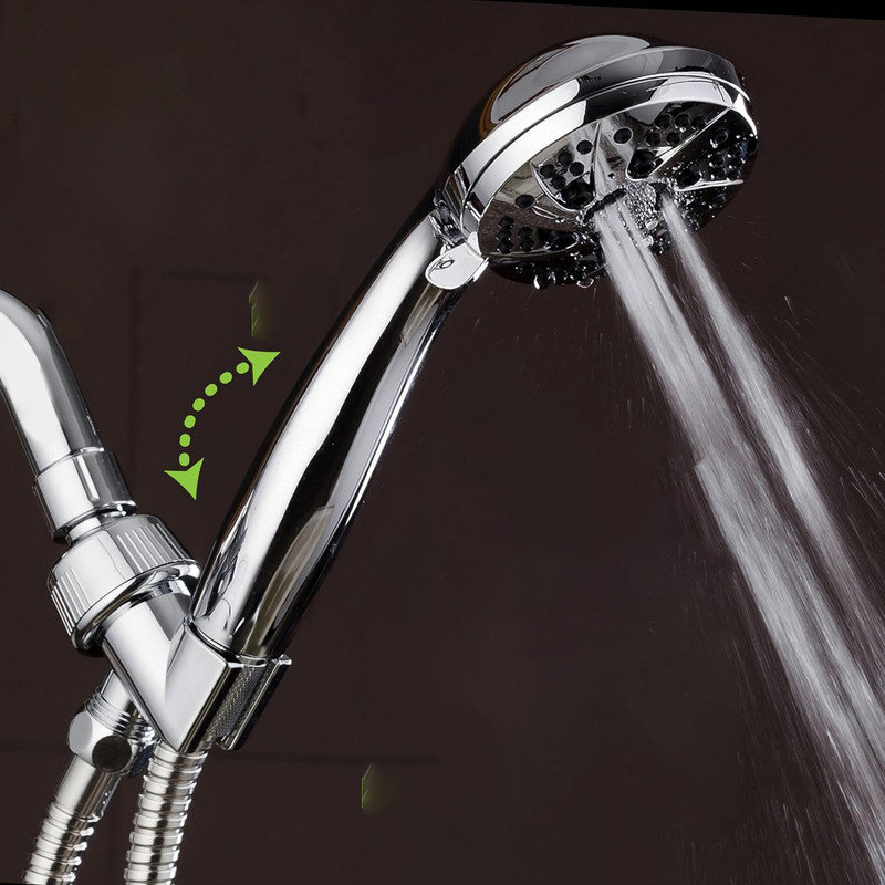 Chrome 6-Setting Handheld Shower Head with Hose