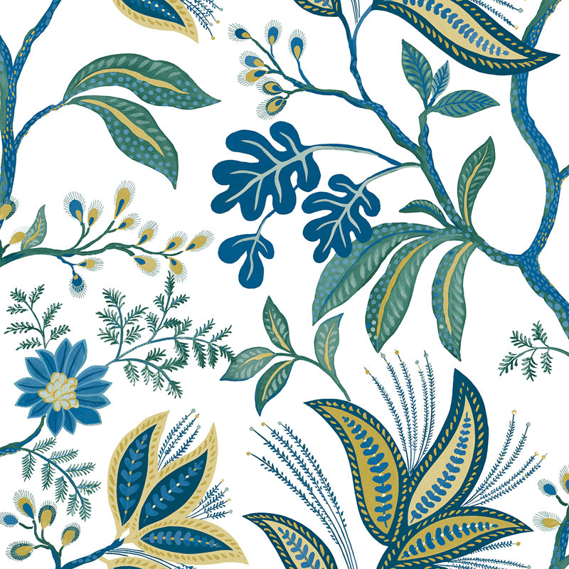 Rouleau de fleurs Addiston, Bleu / vert / or / blanc