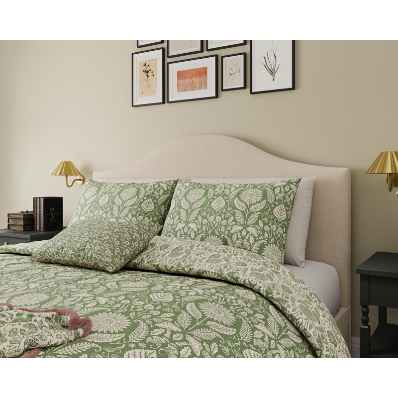 Sunflowers Duvet Cover Set, Kingsize Duvet Cover + 2 Pillowcases, Green