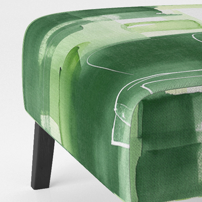 Glam Dancing Shape I - Upholstered Modern Accent Slipper Chair, Green Polyester Blend