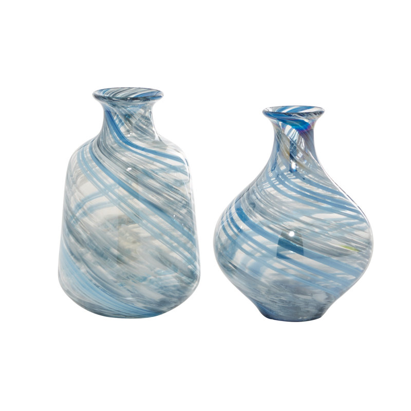 Ensemble de 2 vases de table en verre bleu Sorensen