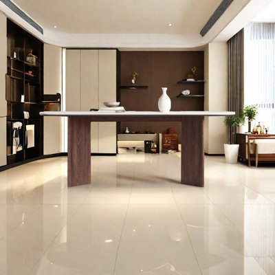Ash Pure White Rock Slab Dining Table