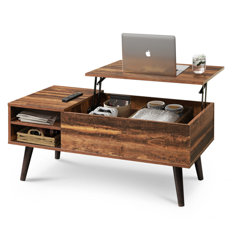 Aravis Lift Top Coffee Table with Storage for Living Room,With adjustable Shelf, Wood, Oak