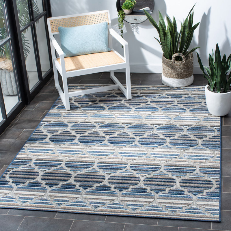 Tapis d'intérieur / extérieur à motif géométrique Longridge Performance, Rectangle 5 pi 3 po x 7 pi 6 po