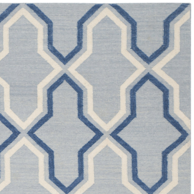 Leanne Geometric Wool Hand Woven Area Rug, Rectangle 152 x 244 cm