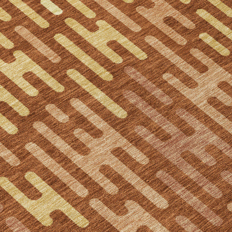 Machine Washable Indoor/Outdoor Chantille ACN2567 Abstract Rug, Paprika, 10' x 14'