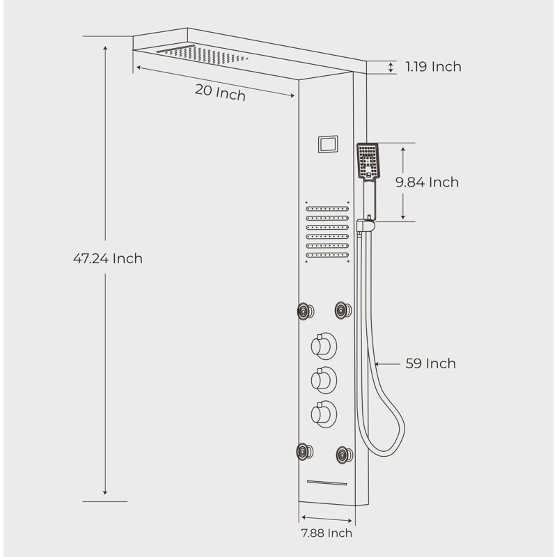 Forious® Ultra 47.24" Shower Panel with Dual Shower Head, Satin Black