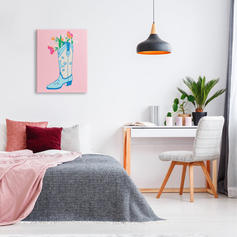«Pink Floral Cowgirl», art mural sur toile par Grace Popp, H 30 po x l 24 po x P 1,5 po