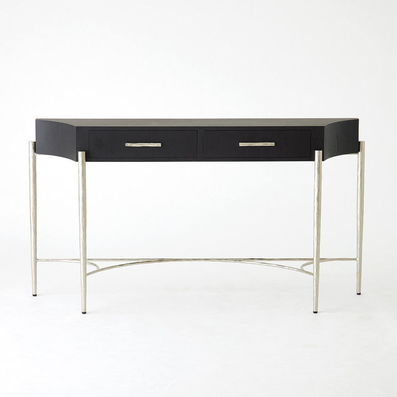 57.5'' W Solid Wood Console Table, Silver, Black