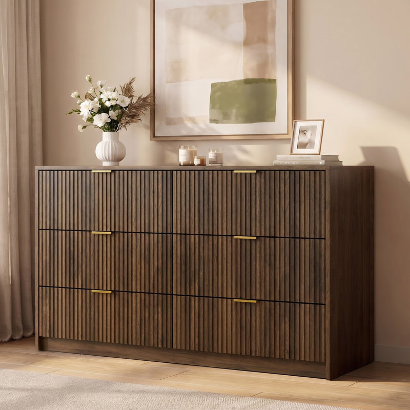 55.1" W 6 - Drawer Dresser, Dark brown