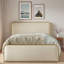 Lit moderne en métal avec tête de lit tapissier courbée et rangement sous le lit-910955370